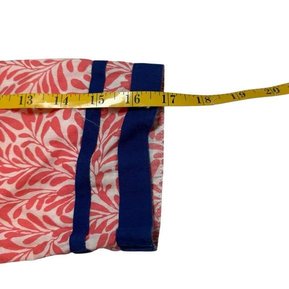 J. Crew Coral Navy Floral Crepe 100%‎ Cotton V-neck 3/4 Sleeve Tunic Medium EUC - Picture 9 of 10